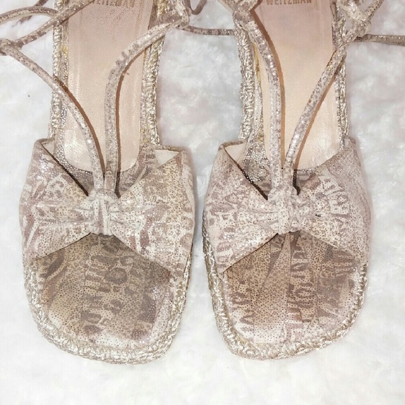 Stuart Weitzman Ballet Lace Up Espadrille Wedges - Picture 6 of 8